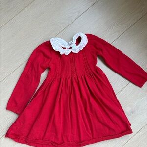 Edgehill collection Girls Red Dress with White Peter Pan Collar size 4T